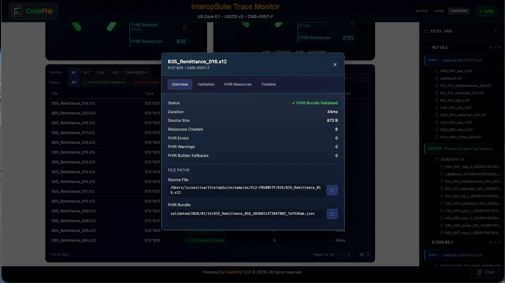 TraceServer File Details Overview